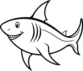 Obraz premium Shark Line art Design with white background