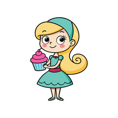  Sweet Girl Enjoying a Cupcake