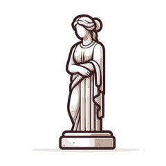 Vector classical female statue in white marble on pedestal. Perfect for art history illustrations, museum exhibitions and cultural heritage education materials.