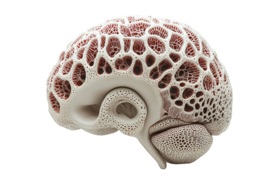 Intricate Brain Structure 3D Render Artistic Visualization, isolated on transparent background - Powered by Adobe