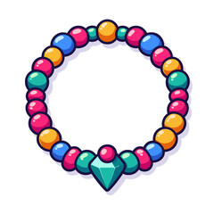 Obraz premium Vector illustration of colorful beaded bracelet with gem pendant. Perfect for jewelry store promotion or fashion accessory collections.