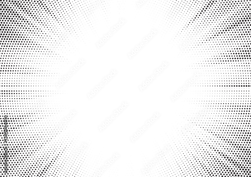 Poster Dotwork noise burst beam background. Black noise stipple dots sunburst pattern. Motion, explosion effect. Abstract dotwork banner with star flash. Radial ray grunge pattern. Abstract sunbeam. 