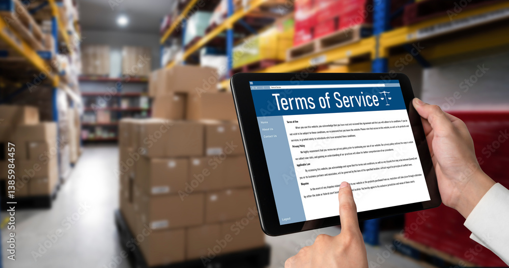 Poster online term of service conditions showing brisk rules and regulations in using the website on device