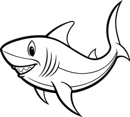 Obraz premium Shark Line art Design with white background