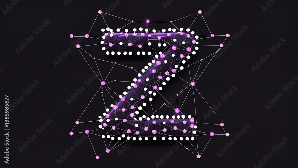Fototapete a stylized letter z created using a combination of dots and lines