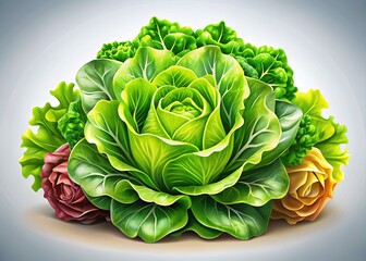 Obraz premium Easy Lettuce Drawing, Simple Lettuce Illustration