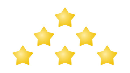Star icon. Yellow isolated six stars. 6 stars rating review. Quality shape design.