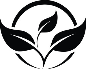 Minimalistic Black and White Leaf Logo Design - Eco-Friendly, Nature-Inspired Icon
