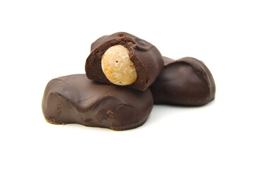 Chocolate candy on white background 