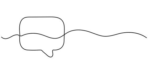 Speech Bubble Continuous Line Icon, Continuous one single line drawing of speech bubble icon. Talk text box, feedback message box and comment vector, Speech Bubbles Continuous Line Icon. 