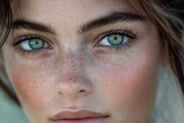 Fototapeta premium a close-up portrait of a young woman with a thoughtful expression,