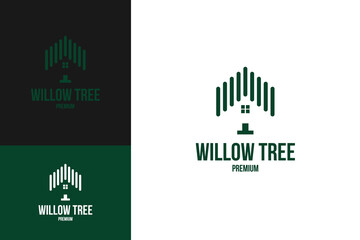 Willow tree house logo design template vector illustration idea © Brandingasik