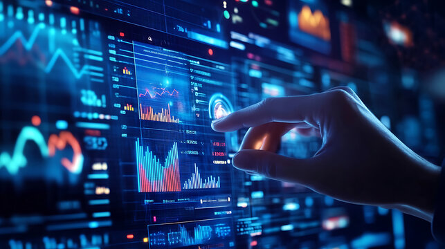 An AI powered system optimizing personal finance by analyzing real time spending patterns and investment opportunities, futuristic AI-driven financial management platform, FinTech style