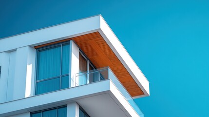Modern apartment building corner with balcony