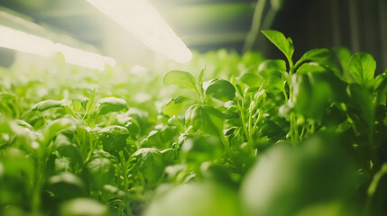 Obraz premium A smart greenhouse with climate control, indoor greenhouse with automated system adjusting temperature and humidity, Agri-tech style