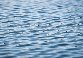 Serene Water Surface with Gentle Waves Abstract Blue Ripples, Texture, Nature, Background