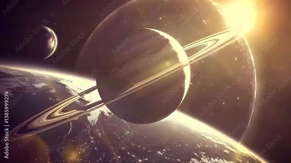 Poster celestial bodies float in the vast darkness of outer space