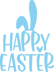 Happy Easter typography clip art design on plain white transparent isolated background for card, shirt, hoodie, sweatshirt, apparel, tag, mug, icon, poster or badge