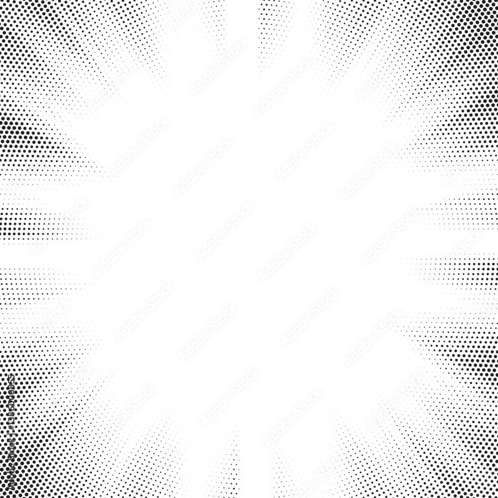 Leinwandbilder Halftone gradient sun rays pattern. abstract halftone vector dots background. monochrome dots pattern. pop art, comic small dots. star rays halftone poster. shine, explosion. sunrise rays background.