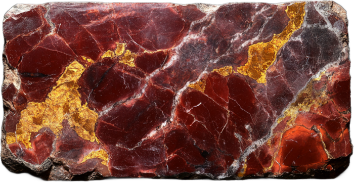Red and gold stone texture, isolated on a transparent background, showcasing a rich, natural pattern png image.  Ideal for design backgrounds or textures