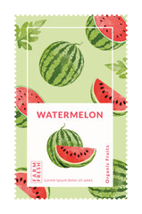 Watermelon packaging design templates, watercolour style vector illustration.	
