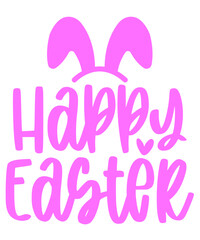Happy Easter typography clip art design on plain white transparent isolated background for card, shirt, hoodie, sweatshirt, apparel, tag, mug, icon, poster or badge