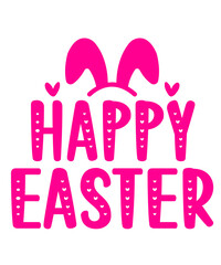 Happy Easter typography clip art design on plain white transparent isolated background for card, shirt, hoodie, sweatshirt, apparel, tag, mug, icon, poster or badge