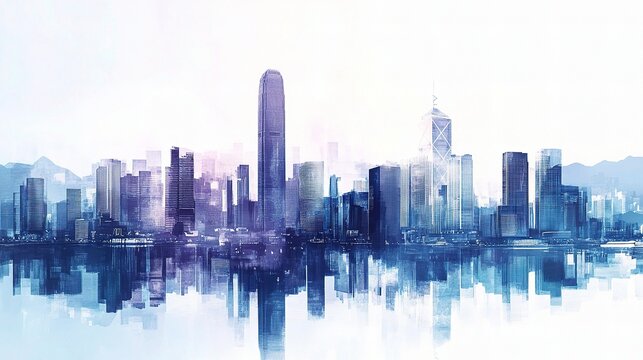 Dynamic City Skyline Merged with Business Executives in 8D Background