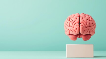 Minimalist AIenhanced brain processing educational data, futuristic concept