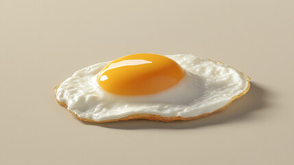 Fried egg with runny yolk placed on a soft neutral b