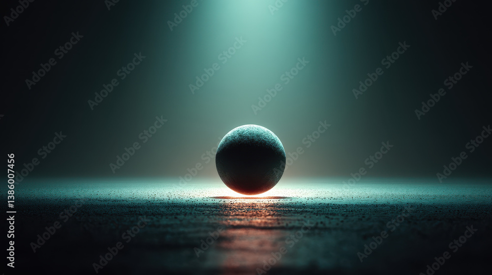 Poster glowing quantum particle floats in endless void, representing loneliness and infinite potential with