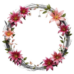 Obraz premium Pink Lily Ring with Metallic Vine Accents