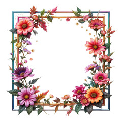 Fototapeta premium Colorful Daisy Frame with Artistic Touch