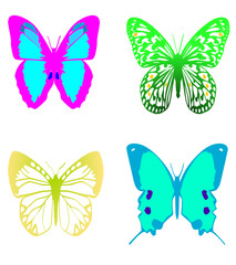 set of colorful butterflies clipart with transparent background for crafts and projects
