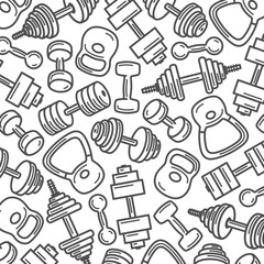 Bodybuilding background, pattern set. Collection icon bodybuilding. Vector