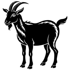 Goat Silhouette Vector Art – Animal Illustration on White Background