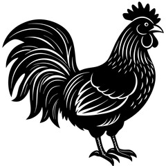 Rooster Silhouette Vector Art – Bird Illustration on White Background