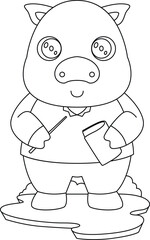 Pig Teacher Book Animal Vector Graphic Art Illustration