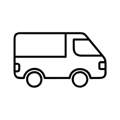 Outline delivery van vector icon for transportation and logistics services cargo vehicle illustration design