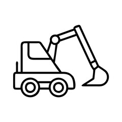 Naklejka premium Excavator construction vehicle outline vector icon illustration design for graphic and web design needs