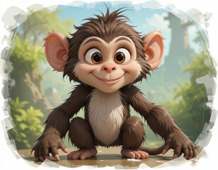 Cute Illustration of a cute cartoon monkey.