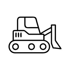 Bulldozer construction equipment vector line art icon for building and road work one hundred character