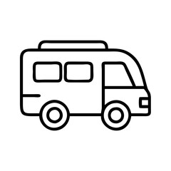 Outline camper van vector for travel and camping designs perfect for adventure and road trip icons usage