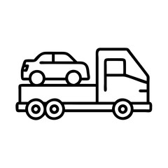 Tow truck service transporting car vector icon illustration for roadside assistance and vehicle recovery