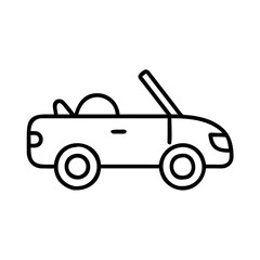 Convertible car outline vector icon illustration for transportation and automotive designs and graphics use