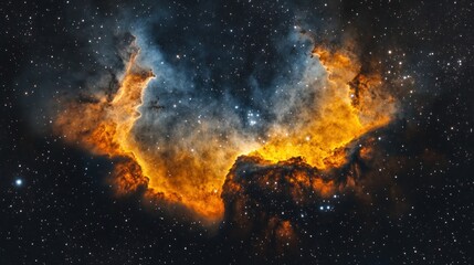 Fototapeta premium Cosmic Nebula: A Fiery Celestial Dance