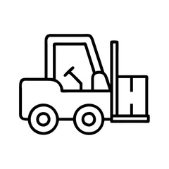 Forklift truck outline vector icon for warehouse logistics and material handling equipment design element