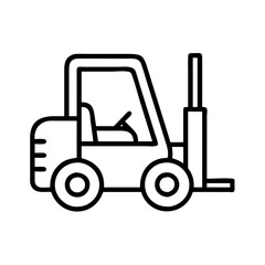 Forklift truck outline icon material handling equipment warehouse vehicle industrial machine vector drawing