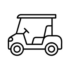 Golf cart outline vector illustration for golf course transportation and recreational vehicle design needs