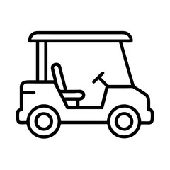 Golf cart vector icon illustration, outline style golf car for sport and recreation activities, design 